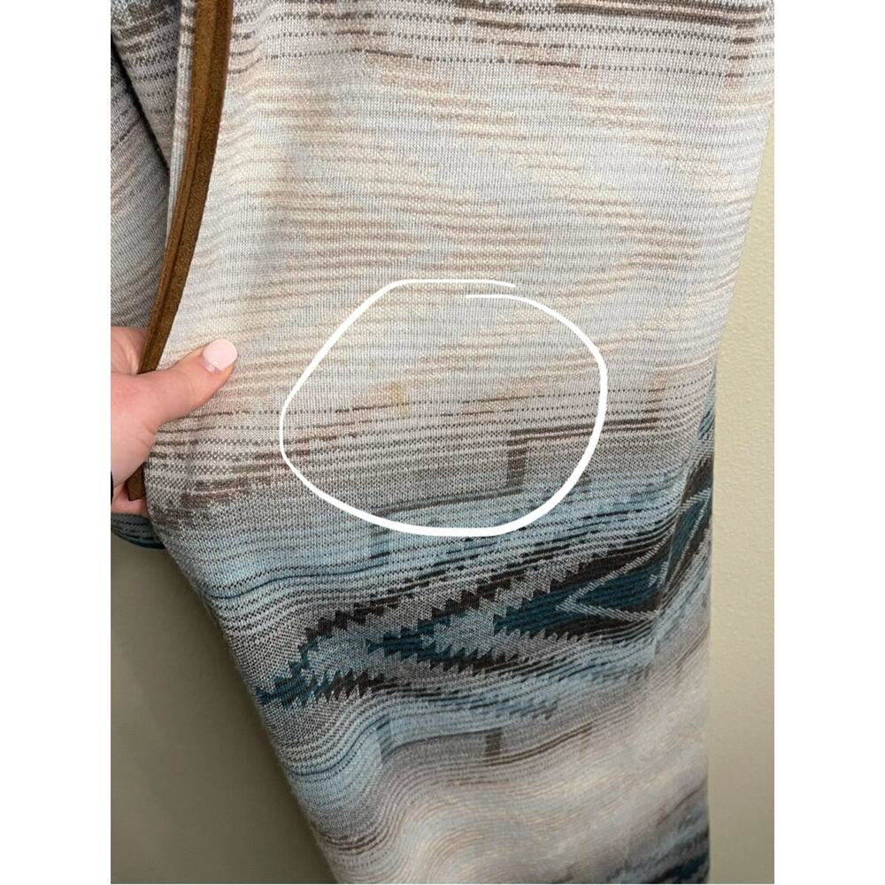 Pendleton Merino Wool Pinyon Long Duster Tan/Aqua Medium - Picture 7 of 12